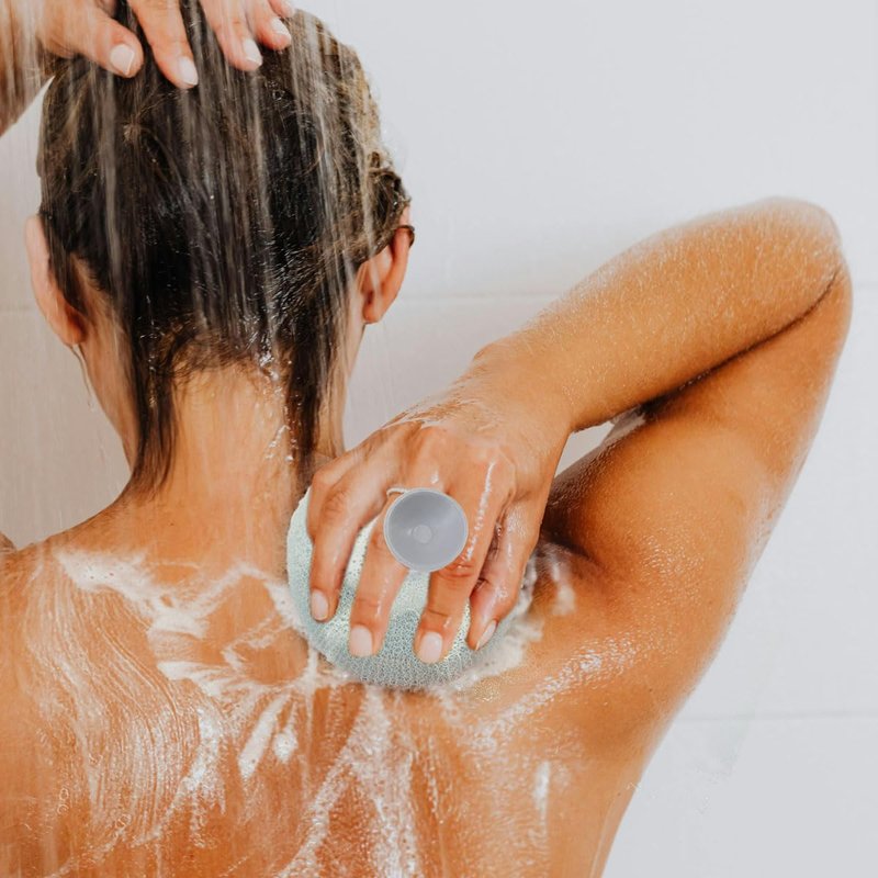 2Pcs Bath Sponge Brush with Suction Cup ，Shower Loofah Sponge Bath Mesh Ball for Clean Body Exfoliation