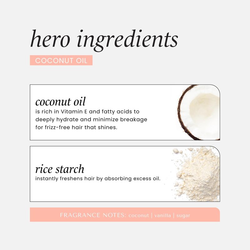 HASK Coconut Oil Nourishing Dry Shampoo – Absorbs Oil, Adds Volume & Light Texture, Nourishes Hair, No Sulfates or Parabens, Cruelty-Free – 8.1oz