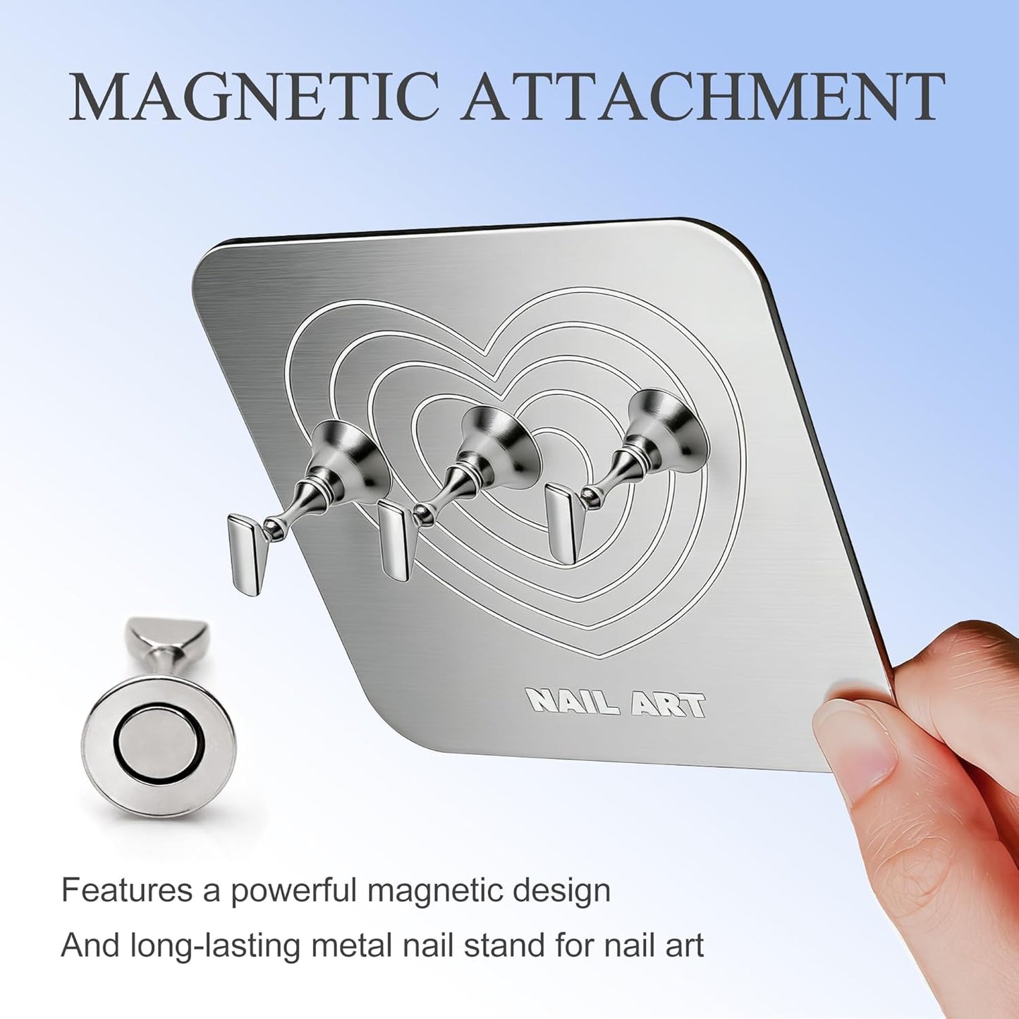 Skiennix Nail Stand - Magnetic Acrylic Press-On Display Holder with Metal Base & Double-Sided Tape
