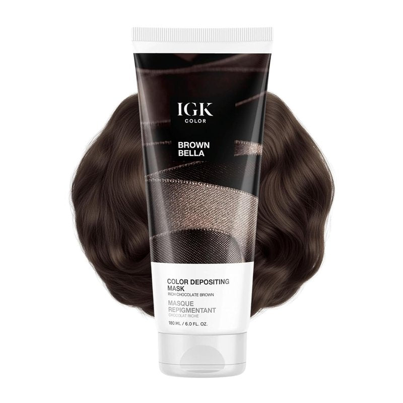 IGK Brown Bella Hair Gloss - Chocolate Brown Color Depositing Mask | Boost Shine & Enhance Brunette Tones | 6 oz