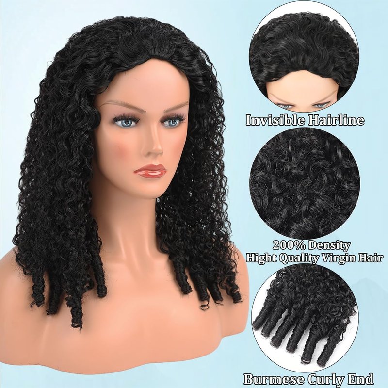Amella Half Wig - Burmese Curly Human Hair | 200% Density, Beginner-Friendly, 26-Inch Natural Color