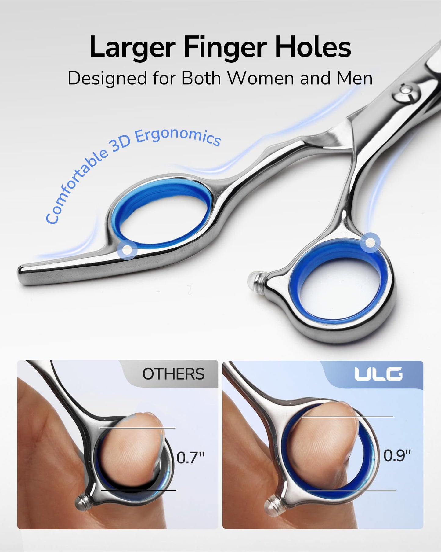 ULG Hair Cutting Scissors Thinning Shears Kit Professional Hairdressing Texturizing Salon Razor Edge Scissor Barber Kit1 Pro 6.5 inch Silver