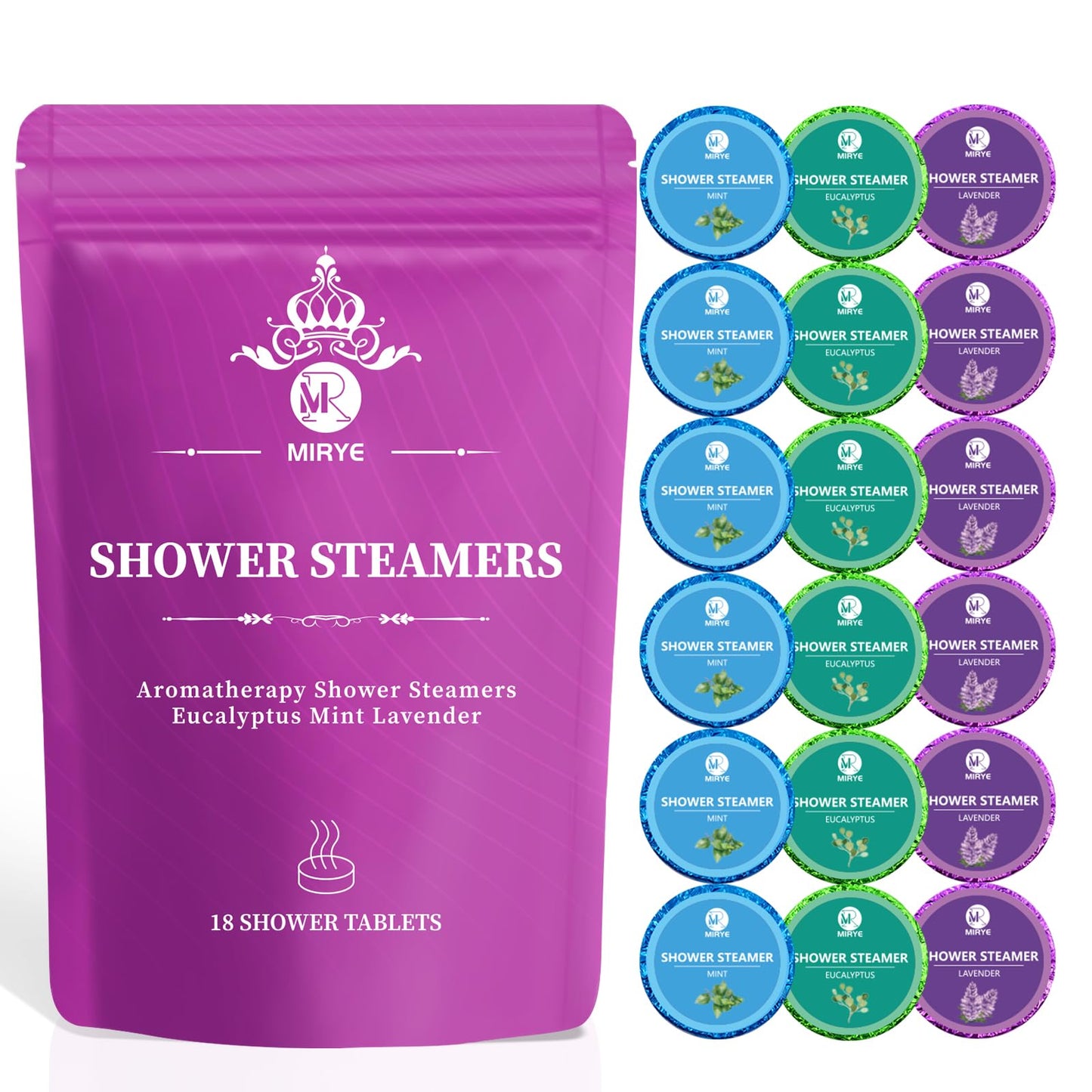 Shower Steamers Aromatherapy Gifts for Women&Men, 18-Pack Organic Eucalyptus Lavender Mint Essential Oil Shower Bombs, Self Care Stress Relief Birthday or Appreciation Gifts for Mom/Dad/Wife/Friends