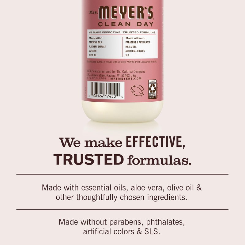 MRS. MEYER'S CLEAN DAY Liquid Hand Soap, Cruelty Free, Rosemary Scent, 12.5 oz- Pack of 3
