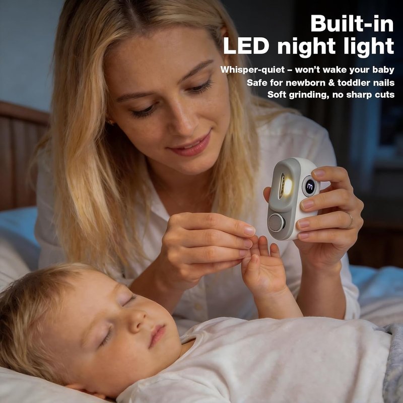 Electric Nail Clipper - 2-in-1 Automatic Trimmer for Seniors & Babies | Painless, LED Light, Ultra-Quiet, USB-C