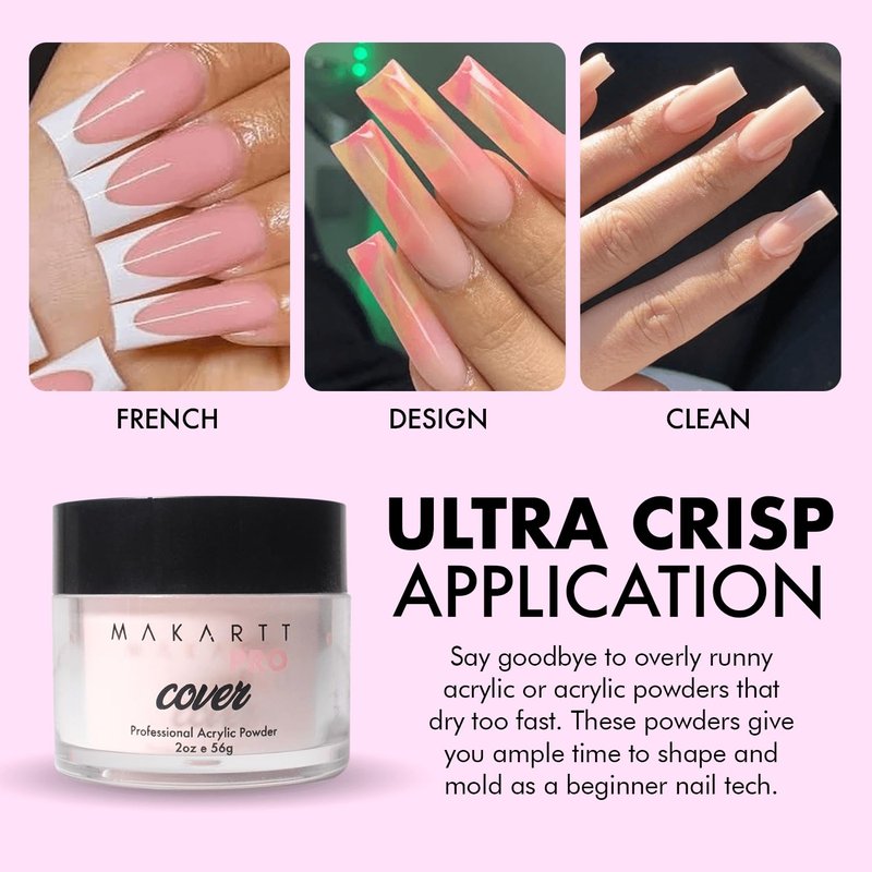 MakarttPro Acrylic Starter Kit for Beginners - Includes Pink & Clear Powder, High-Quality Acrylic Essentials Perfect for Aspiring Professional Nail Technicians