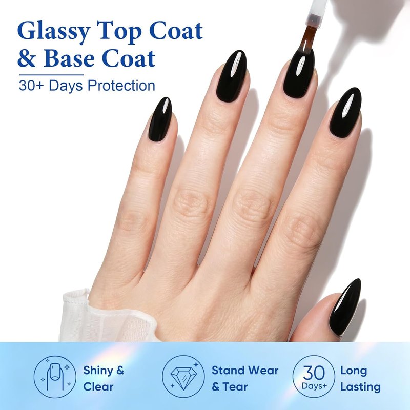 Gel Top Coat & Base Coat Set - 15ml Acid-Free, Hema & TPO Free | Clear, Shiny Finish for DIY Nail Art