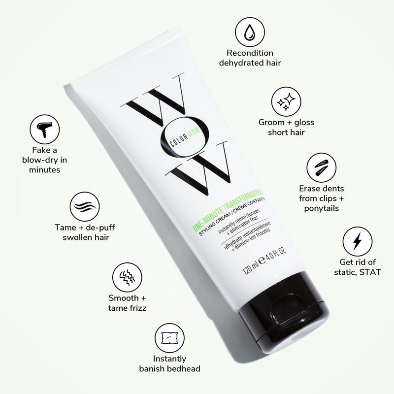COLOR WOW One Minute Transformation – Instant frizz fix| Nourishing styling cream smooths, tames + defrizzes on the spot, Avocado oil + Omega 3’s hydrate, repair for silkier, smoother texture