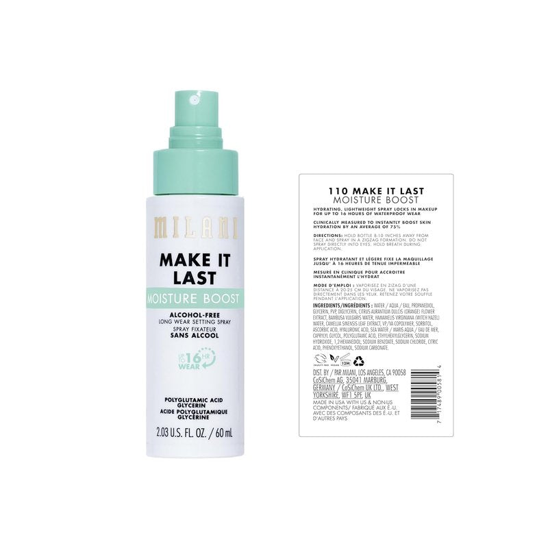 Milani Make It Last Moisture Boost Setting Spray - Hydrating Alcohol-Free Makeup Mist - 1 Count