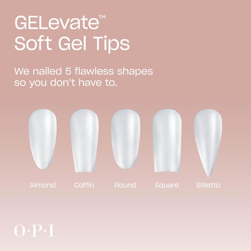 OPI GELevate Soft Gel, Nail Tips | Round Shape Extensions | Flexible & Natural Fit | 1 Box with 16 Sizes