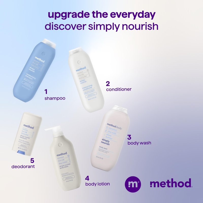 Method Moisturizing Shampoo, Simply Nourish - Hydrates and Revives Dry Hair, Safe for Color-Treated Hair – Sulfate Free and Cruelty Free - 14 oz