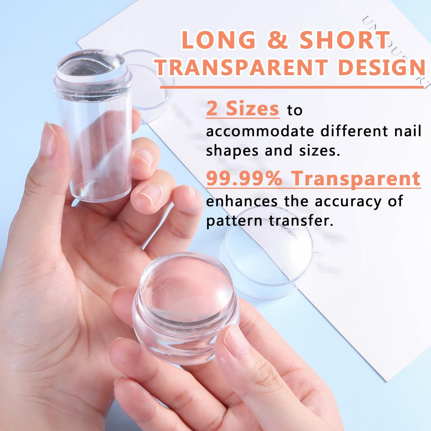 SUTOKAKA French Tip Tool- 4 Pcs Nail Stamper Kit Clear Silicone Nails Stamping Long & Short Jelly Stamper with Scrapers Nail Printing Tool for French Manicure Home DIY Nails Art Salon