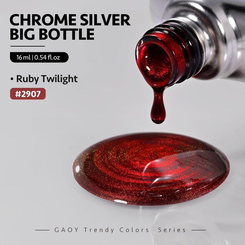 GAOY Red Cat Eye Gel Nail Polish, 16ml Glitter Holographic Nail Polish with Magnet, Reflective Translucent UV Gel, 2907 Ruby Twilight