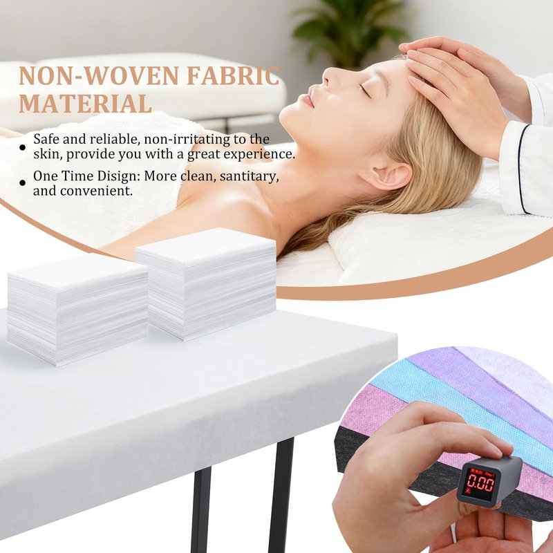 Disposable Bed Sheets 100 Pcs 31"x 71" Massage Table Cover Non Woven Fabric SPA Sheet Breathable for Massage Beauty Tattoo(White)