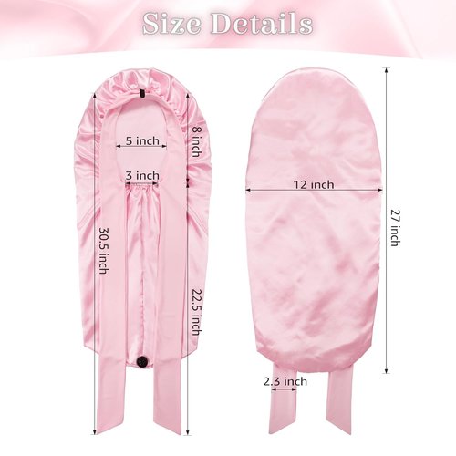 ROYBENS Long Bonnet Satin Hair Silk Bonnet for Sleeping Women, Silky Bonnets for Women with Tie Band, Sleep Cap for Braids Curly Hair