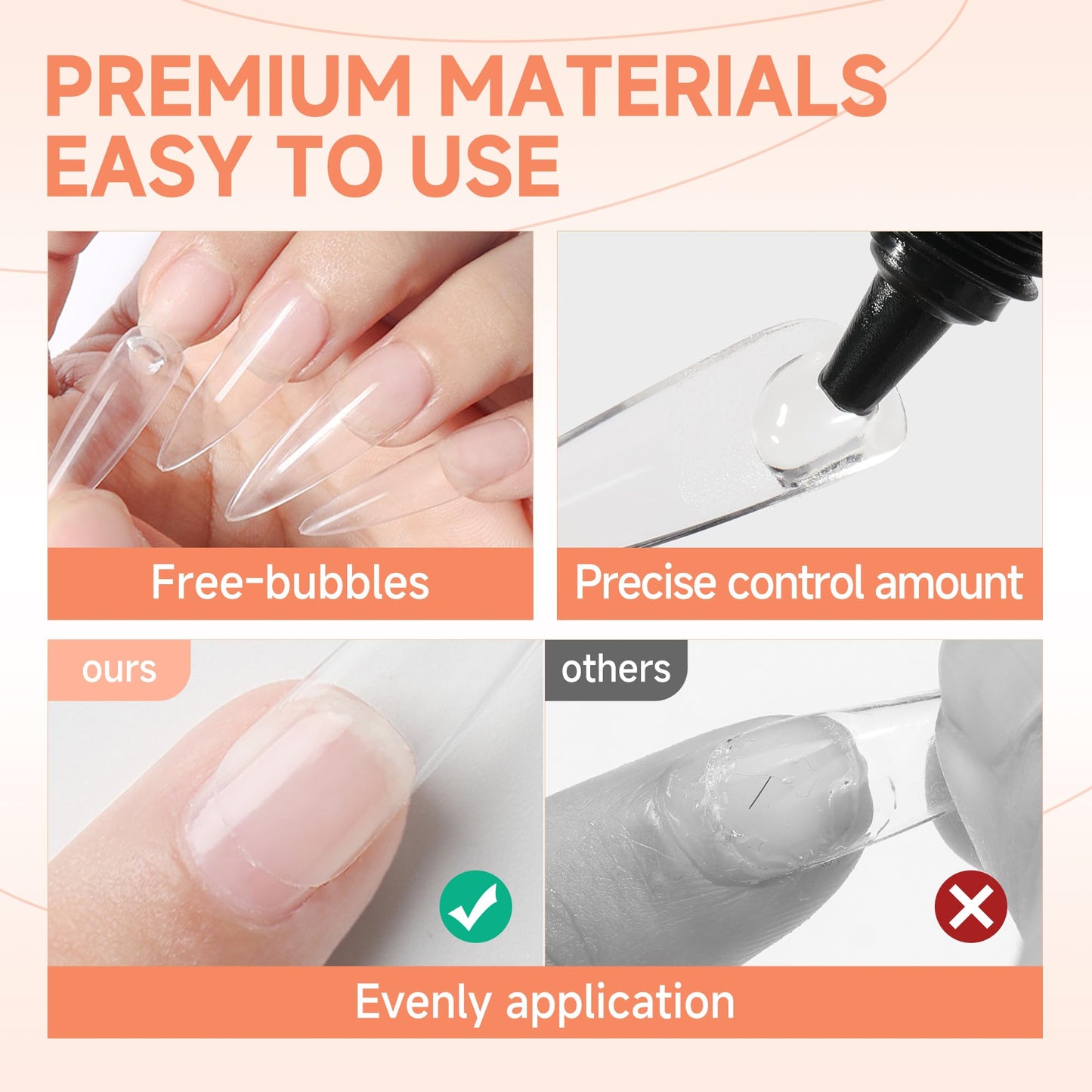 UNA GELLA Solid Gel Nail Glue Strong 15g*2pcs Set U V/LED Nail Glue Gel Lamp Required False Glue For Fake Acrylic Nails Tips Press Ons Extension DIY Salon