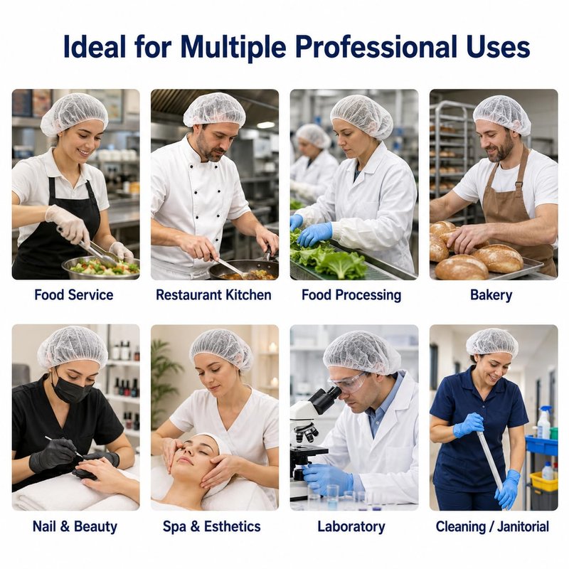 Disposable Bouffant Caps, 21inches Hair Net, Elastic Dust Cap for Food Service, Cooking, Salon,Spa,Spray tans, Restaurant,Industry,Garden,Kitchen Head Cover (White)