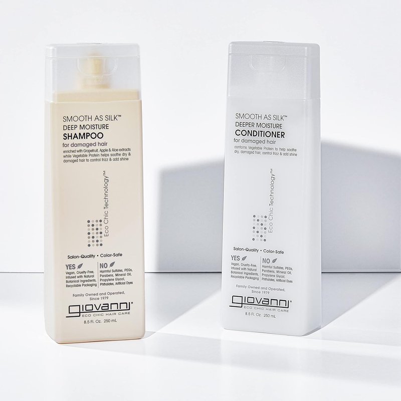 Giovanni Smooth As Silk Shampoo & Conditioner Set - 8.5 Oz | Frizz Control, Detangling, Color Safe