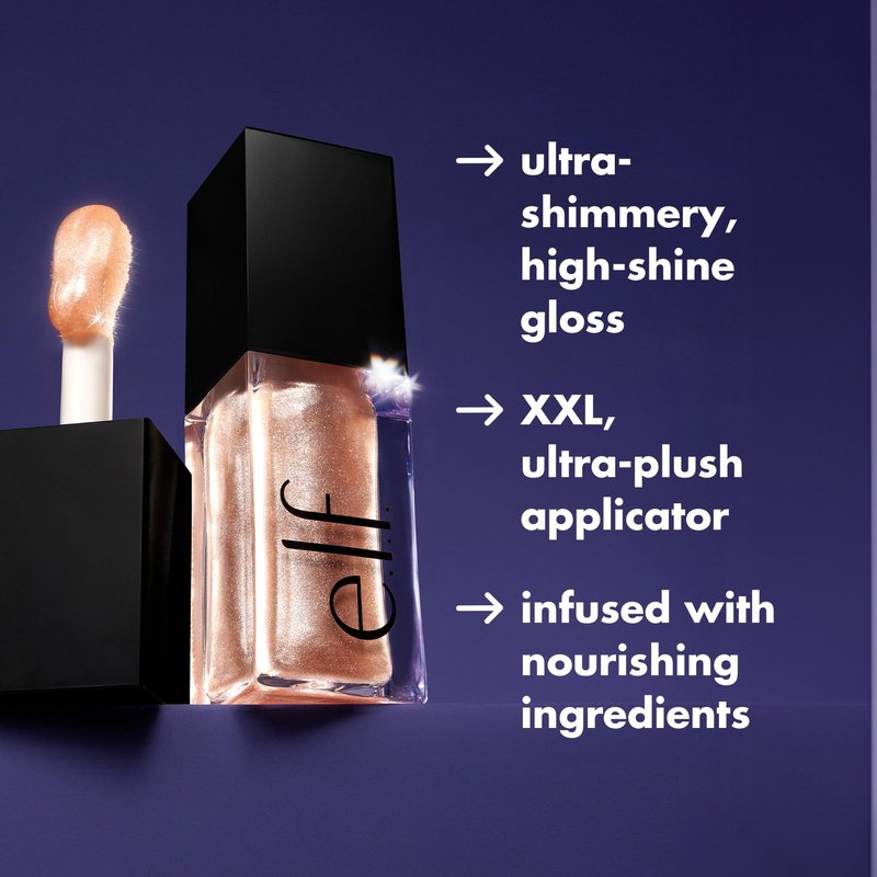 e.l.f. Glow Reviver Lip Oil, Nourishing and Hydrating with High-Shine Glimmer Finish & Sheer Wash Of Color, Minty Scent, Non-Sticky, Vegan & Cruelty-free, Opal-ogy Tour