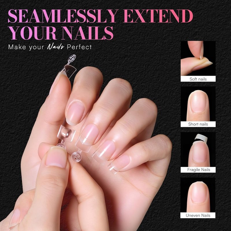 Makartt Short Square Nail Tips: 504 PCS Half Cover Pre-shaped Acrylic Nail Tips, Half Matte, 15 Sizes, False Nails - Easy-to-go Nail Extensions Manicure Supplies Salon DIY at Home