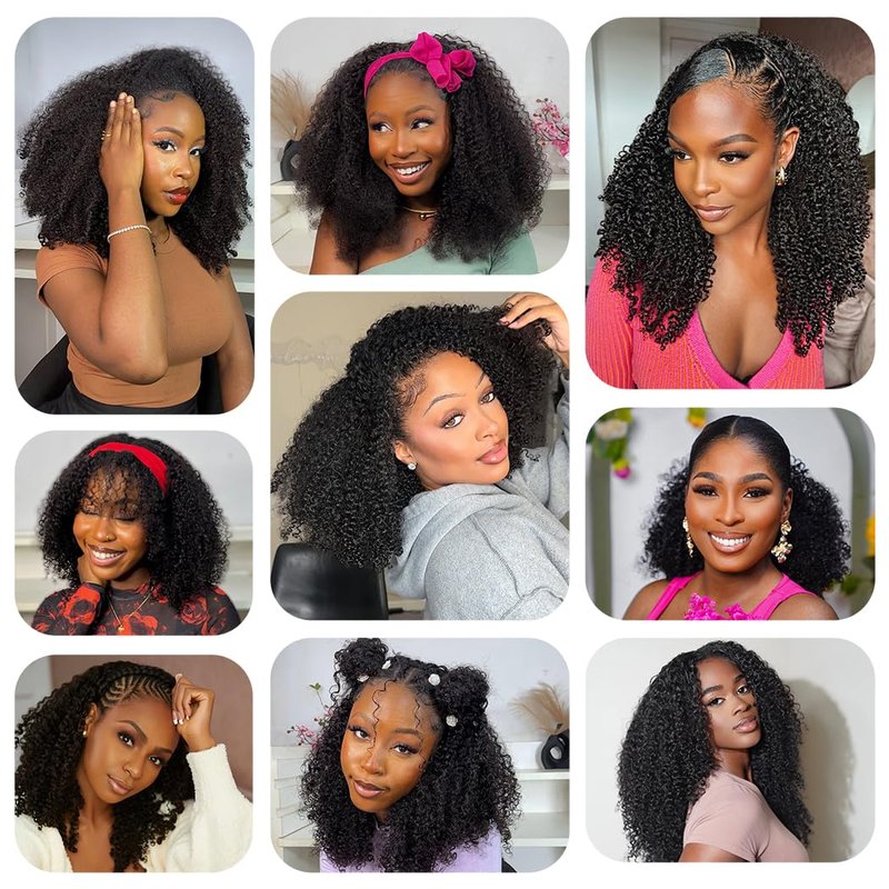 **Skiennix Kinky Curly Half Wig - 200 Density Glueless Wear & Go | 26-Inch Afro Wig for Women**