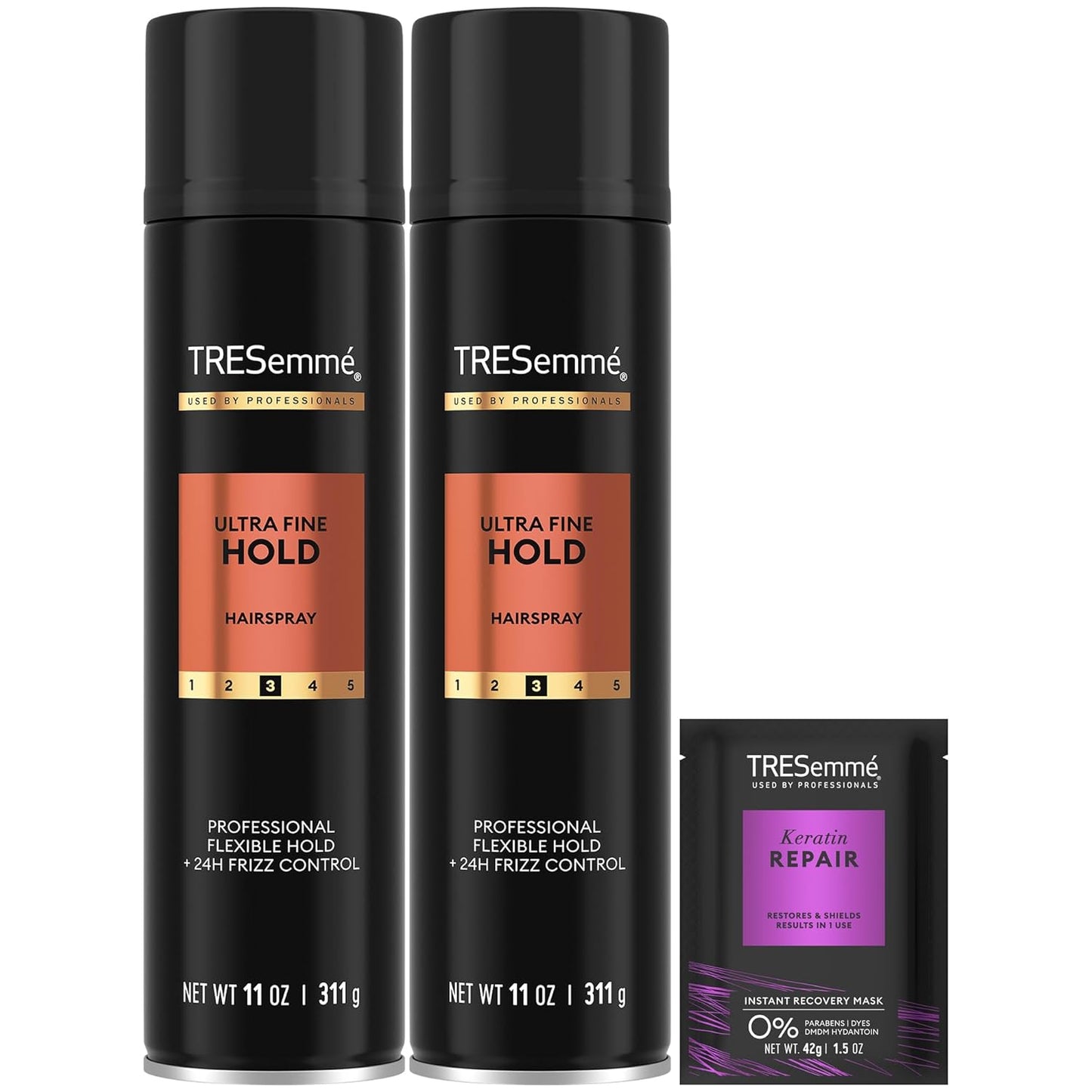 TRESemmé Hairspray - Ultra Fine Hold 2-Pack with Keratin Repair Mask | Moisturizing Anti-Frizz Solution
