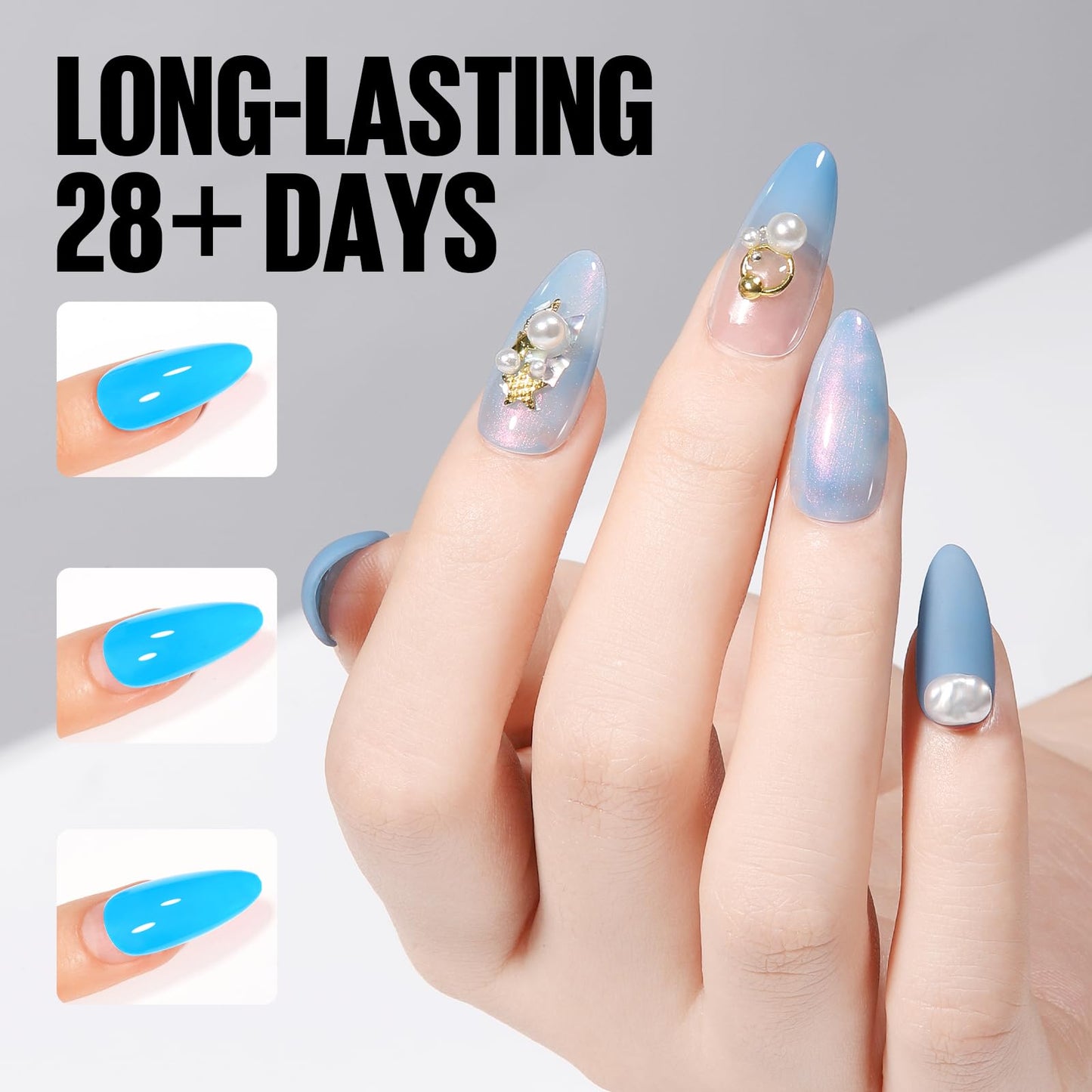 TOMICCA 6 in 1 Brush On Nail Glue for Press Ons 8ml Strong Gel Nail Glue for Nail Tips Lamp Curing Needed UV, DIY Home Salon Use