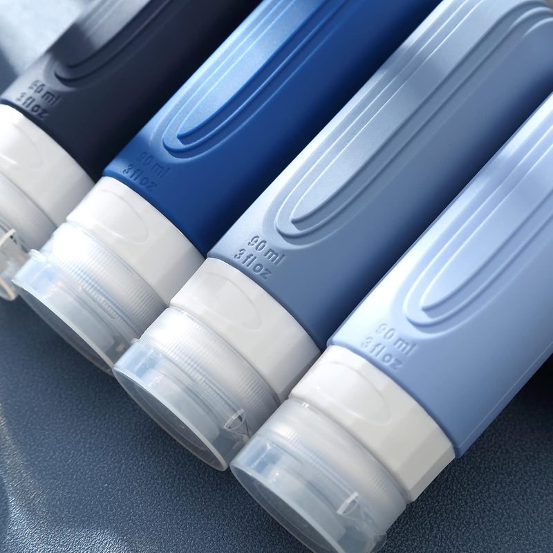 Mrsdry Travel Bottles - TSA Approved 3oz Silicone Containers | Leak-Proof & Refillable for Toiletries (4 Pack)