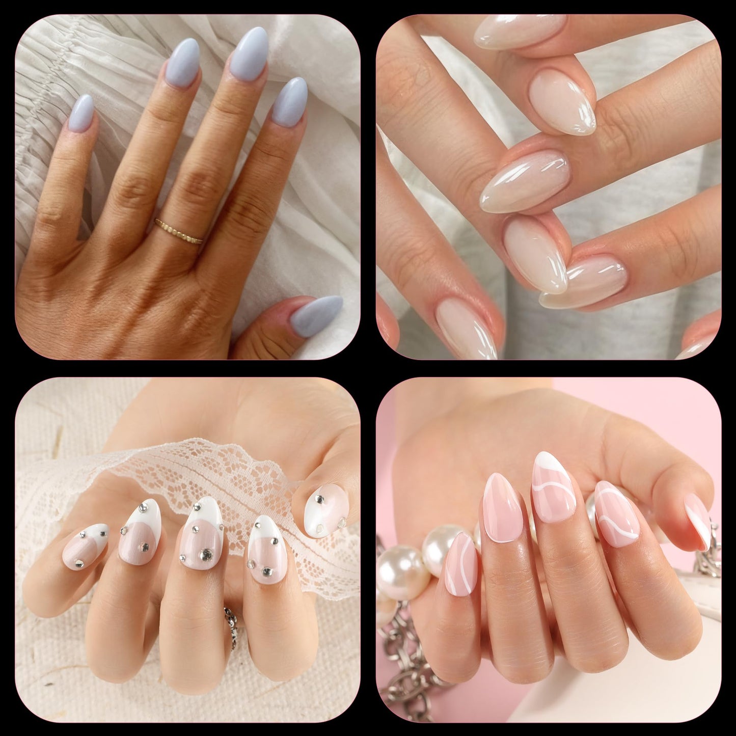 UNA GELLA Short Almond Gel Nail Tips, 504pcs Pre-shape Short Almond Nail Tips 12 Sizes Press on Nails Soft Gel Acrylic Clear Fake Full Cover for Nails Extension Home DIY Salon