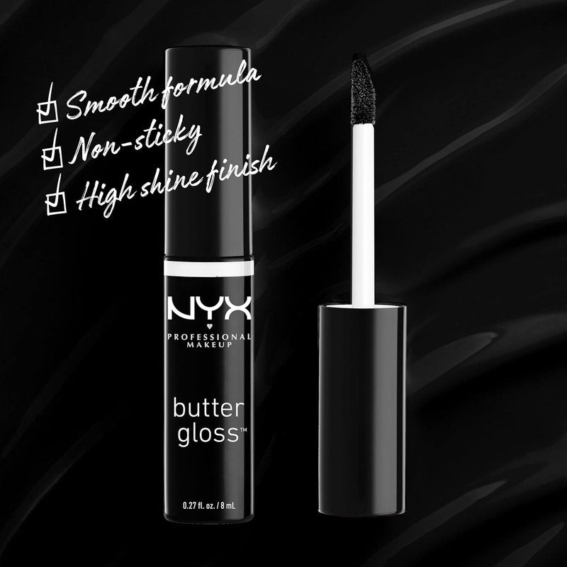 NYX Butter Gloss - Non-Sticky Lip Gloss for Smooth, Hydrated Lips | Licorice (Black)