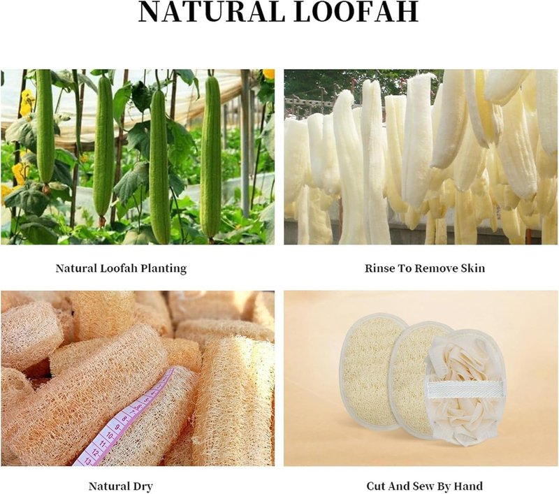 Loofah Sponge Exfoliating Body Scrubber, Double-Sided Natural Loofah Pads & Bath Shower Sponge Mesh Pouf Ball for Women and Men, Travel-Friendly Body scrubbers, Deep Clean & Exfoliation