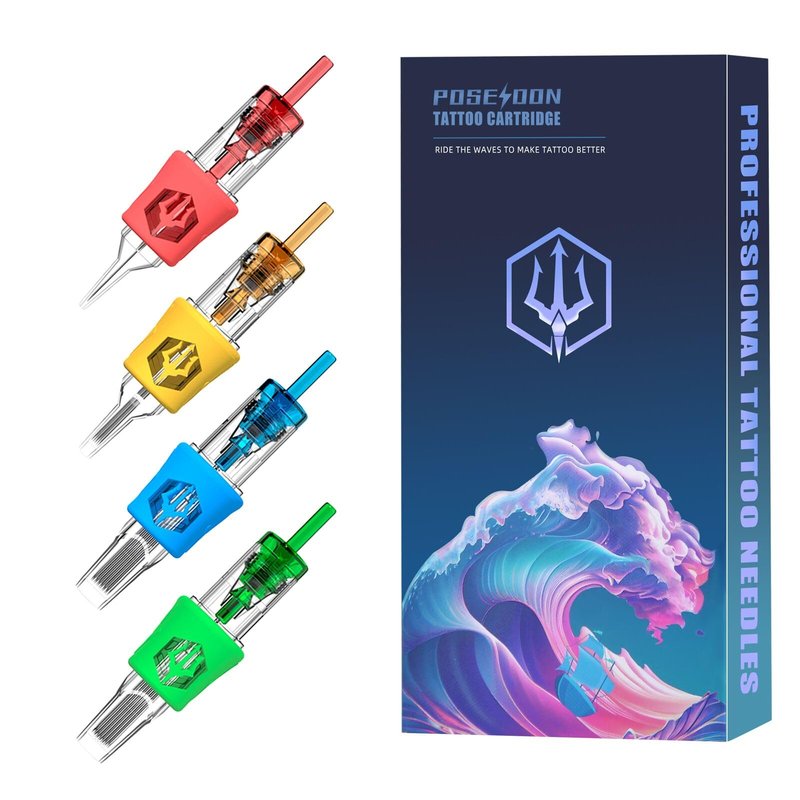 POSEIDON Tattoo Cartridges Needles 20PCS Tattoo Needles with Membrane Safety Cartridges Disposable # 12 Standard Magnum Tattoo Needle for Tattoo Pen（1209M1）