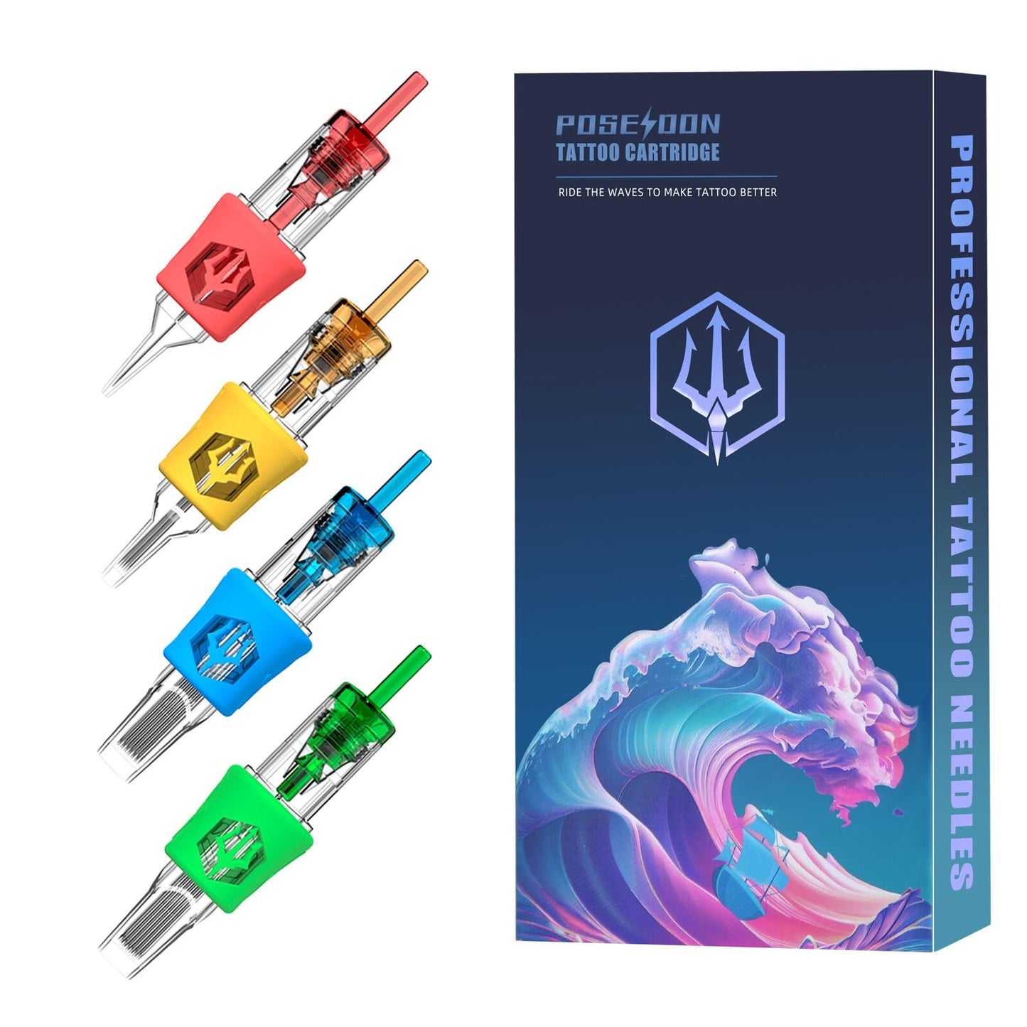 POSEIDON Tattoo Cartridges Needles 20PCS Tattoo Needles with Membrane Safety Cartridges Disposable # 12 Standard Round Liner Tattoo Needle for Tattoo Pen(1209RL)