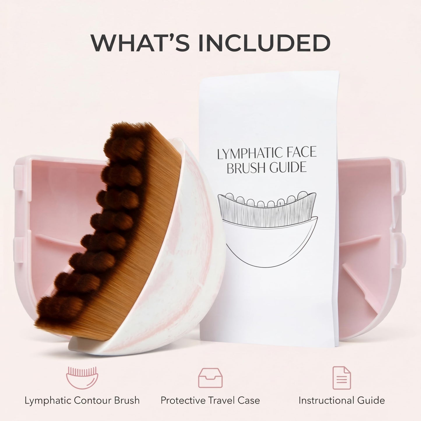 Lymphatic Face Brush for Lymphatic Drainage - Contour Sculpting Ultra Soft Facial Dry Brush, Gua Sha Alternative Face Massager Tool & Jawline Shaper with Travel Case (Rose Pink, 1-Pack)
