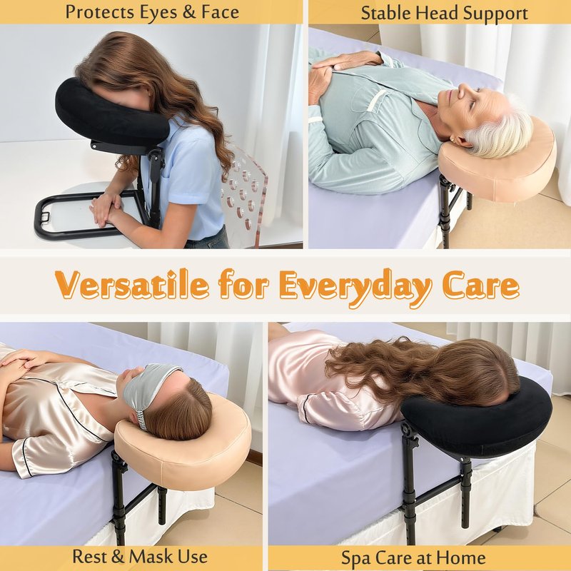 AOSSA Massage Headrest for Bed Face Cradle Pillow – Adjustable Mattress Top Massage Kit with Face Down Cushion, Home Spa and Salon Bed Attachment, Also for Eye Surgery Recovery