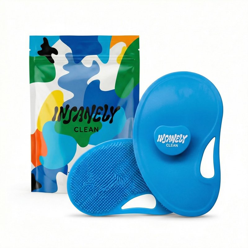 Insanely Clean Silicone Body Scrubber for Men, Premium Exfoliating Shower Scrubber with Soft Silicone Bristles, Hygienic Loofah Alternative, Non-Slip Grip, for All Skin Types