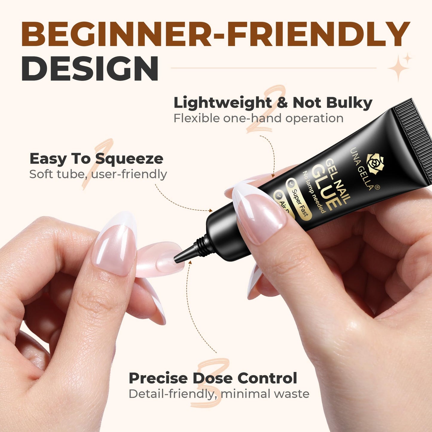 UNA GELLA Super Strong Nail Glue: 2Pcs*10ml Semi Solid Nail Glue for Press Ons No Lamp Needed 10s Quick Drying Solid Nail G lue Gel Upgraded for Acrylic Fake Nails Extension Long Lasting