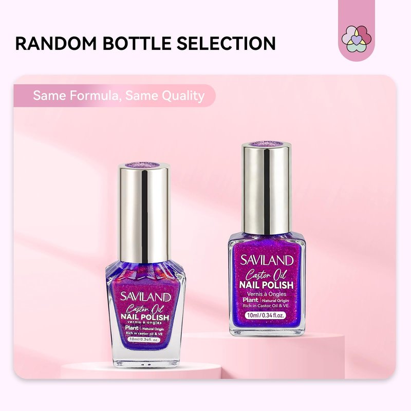 SAVILAND 6pcs Ombre Nail Polish Sets: Charm Pink Blue Gold Purple Pearl Summer Fingernail Polish Colors Air Quick Dry Nail Polish Plant-base Castor Oil Natural Nail Lacquer Women Home Manicure DIY