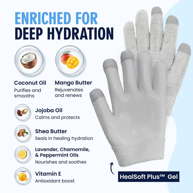 Dr. Frederick’s Original Moisturizing Gel Gloves – Deep Moisturizing and Fast Relief for Dry Hands – Touchscreen-Friendly – Mango Butter, Shea Butter, Jojoba, & Coconut Oil (Mellow Moon)