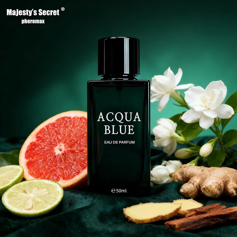 Acqua Blue Eau de Parfum for Men - Fresh Woody Fougere Cologne with Lemon, Mint & Pink Pepper Notes | 50ml Long-Lasting Fragrance