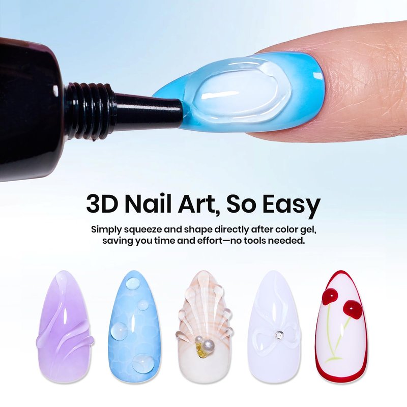 Beetles Chrome Nail Art Gel 3D Sculpting Gel, Clear No Wipe Rhinestone Glue for Chrome Powder, Mirror Effect Nail Designs, Builder Drawing Molding Gel for Gems DIY, 15g