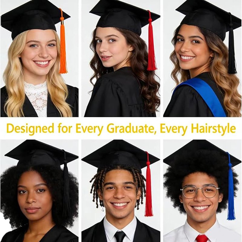 Amsomyin 2 Pack Graduation Cap Headband Insert, Firm Anti-Fall Hair Band Holder with Hook and Loop Sticker, Secure Grad Hat & Hairstyle for Graduates Students Women (Cap Not Included)