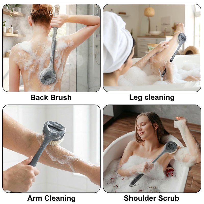 Gobiteli Back Scrubber,20.4" Detachable Long Handle Back Washer for Shower,Shower Brush for Body for Men,Women