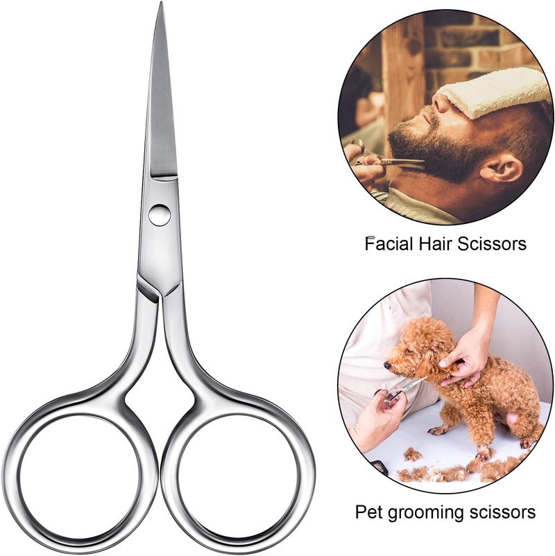 Mudder Mini Nose Scissors - Stainless Steel Facial Hair Trimming Scissors for Eyebrows, Mustache & Beard | 3 Pack