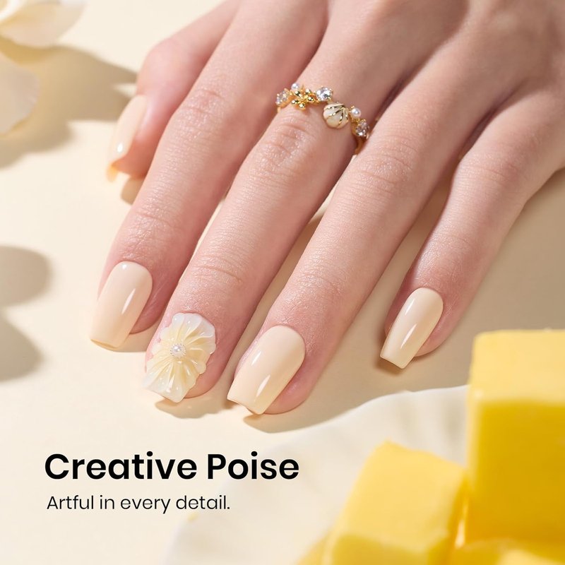 Beetles Yellow Gel Nail Polish - Soft Butter Yellow UV Soak Off | 15ML Long-Lasting Pastel Nail Art