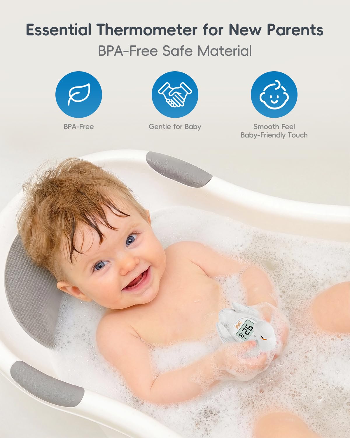 b&h Baby Bath Thermometer, Swan Digital Infant Bathtub Thermometer - Reliable Temperature Readings - Easy to Read Screen - Waterproof, Safe Floats in Water Toy, Newborn Must Haves