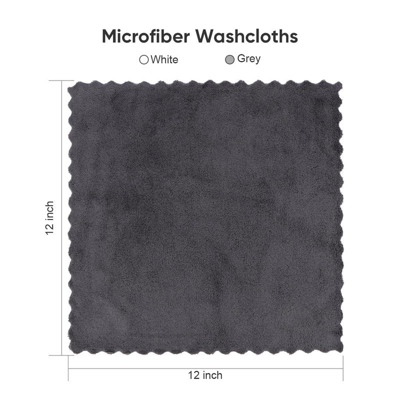 Orighty Ultra Soft Washcloths 12 Pack, Premium Microfiber Towel Sets 12x12 inches, Absorbent and Quick Drying Coral Velvet Washcloth, Multi-Purpose Wash Cloths for Bathroom, Hotel, and Gym (Grey)