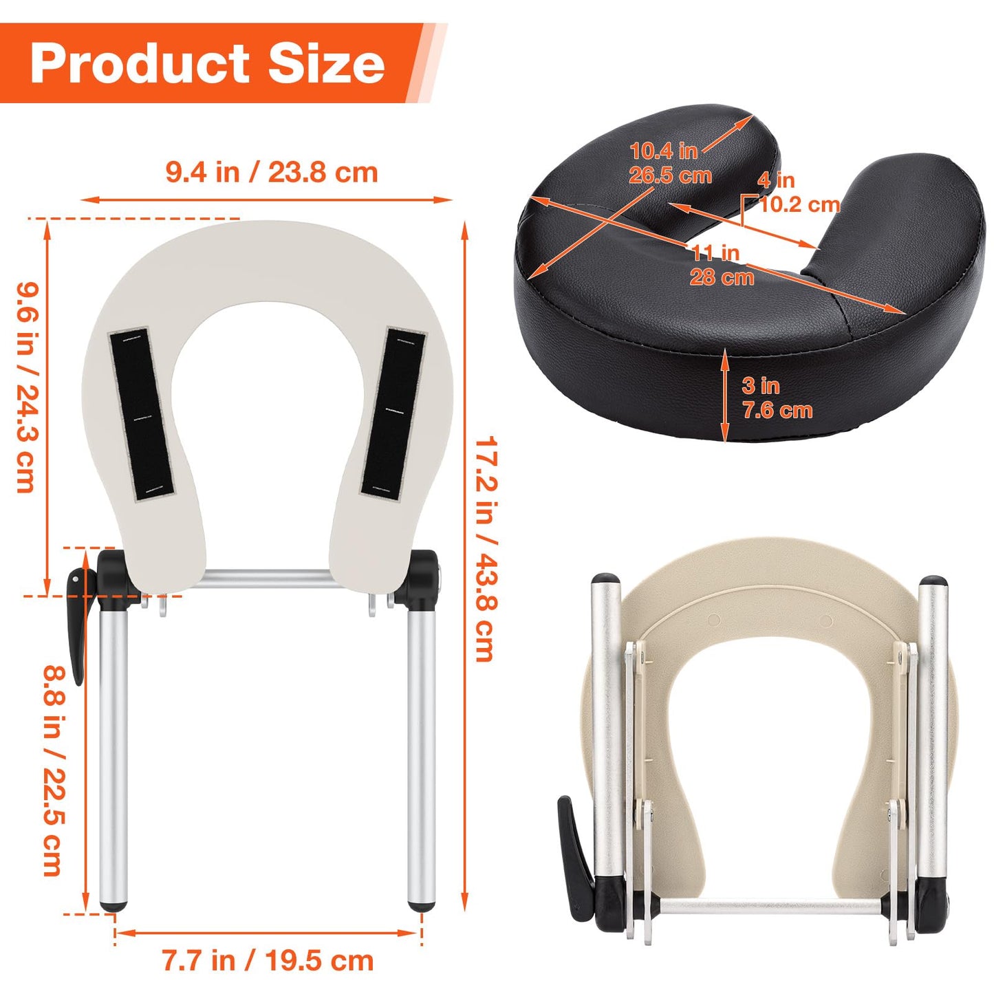 Udefineit Adjustable Massage Table Face Cradle & Pillow, SPA Massage Table/Bed/Chair Headrest Platform with Face Pillow, Massage Home Mattress Top Massage Kit Head Face Rest Support & Face Cushion
