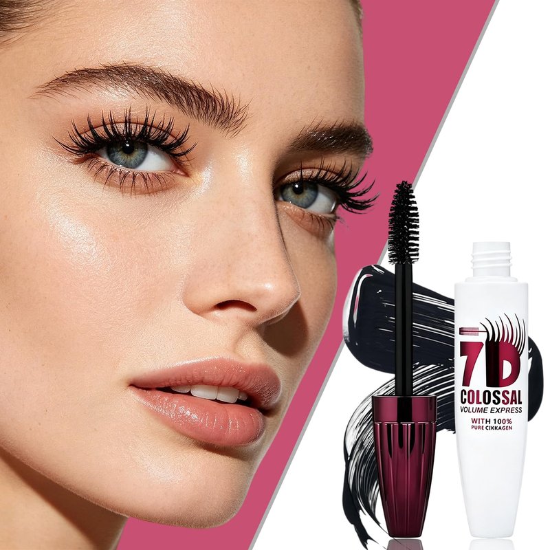 2Pack 7D Waterproof Mascara,Volumizing&Lengthening Mascara,Long Lasting Smudge Proof Mascara,Black Buildable Thickening Mascara for Eyelashes,Thickening Eye Makeup for Defined Curl,For Women and Girl