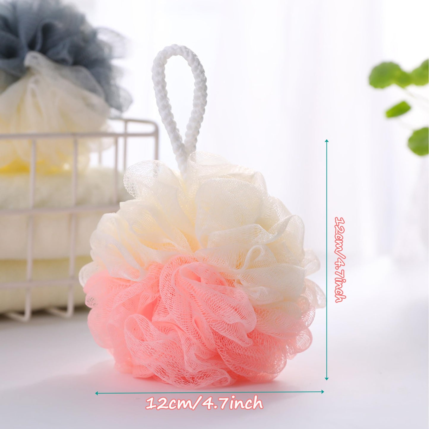 4 Pack Bath Loofah Sponge - 12cm/4.7 inch Large Shower Mesh Pouf, Soft Body Scrubber for Exfoliating & Cleansing, 40g Durable Shower Balls for Men Women, Bath Accessories